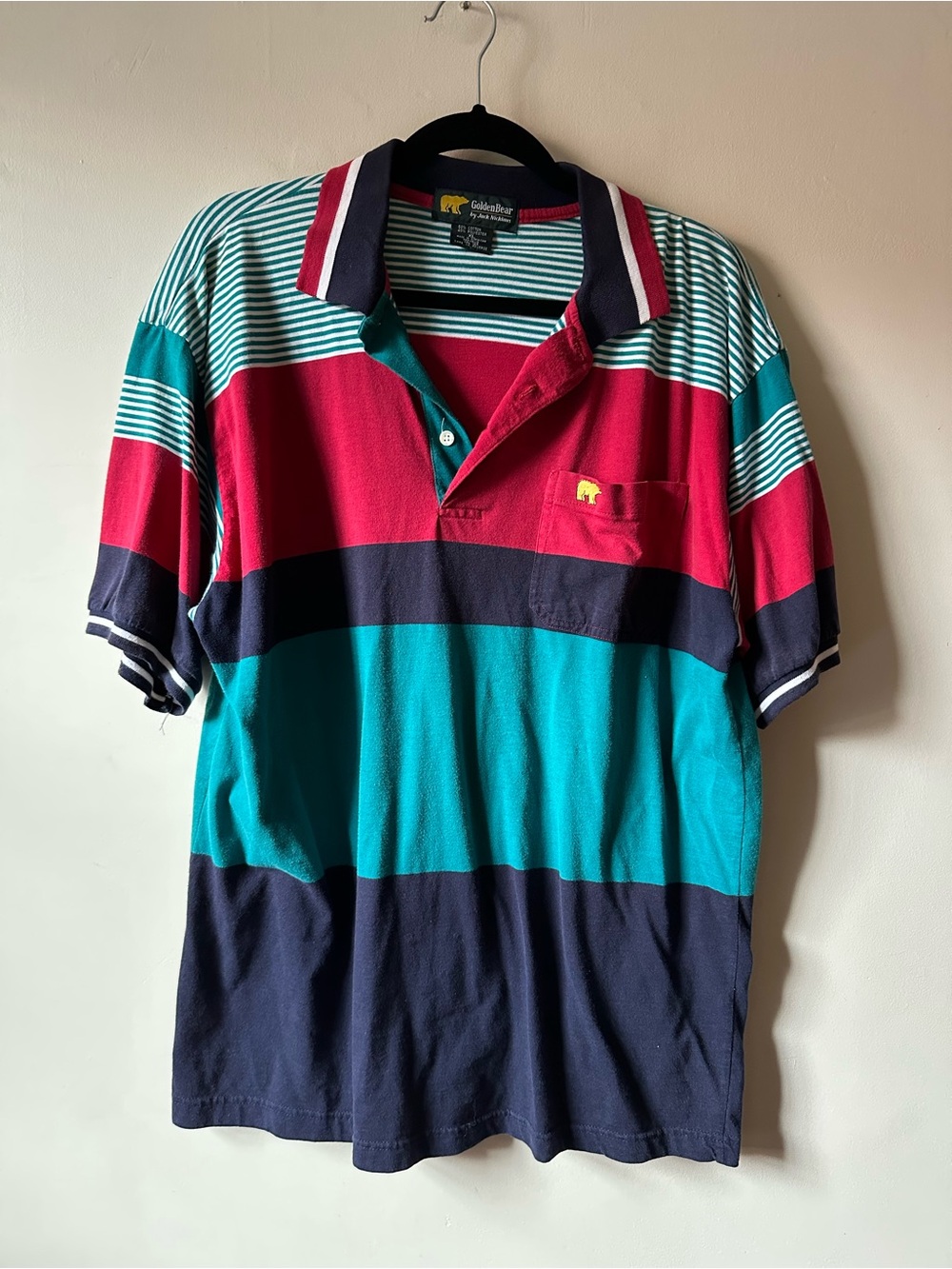 Vintage 90s Colorblock Tee Golden Bear Jack Nicklaus